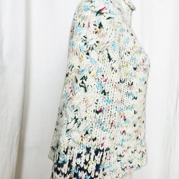 Anthropologie Gaia Sweater XXS COZY Blue Chunky Knit Confetti NWT Mock Neck - Picture 4 of 11